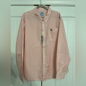 Men’s Guy Harvey Long sleeve button down - pink check - size XXL, NWT